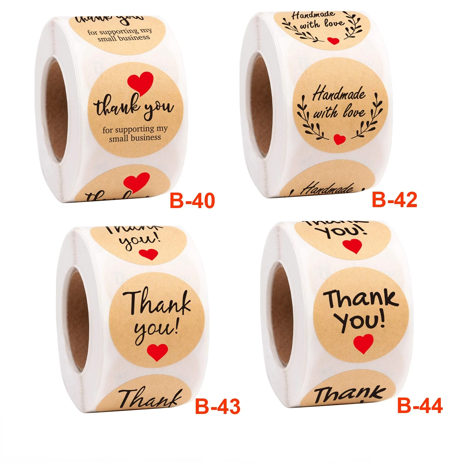 

100-500pcs 1inch Vintage Kraft Paper Handmade With Love Stickers for Package Thank You Stationery Adhesive Labels Baking Seals