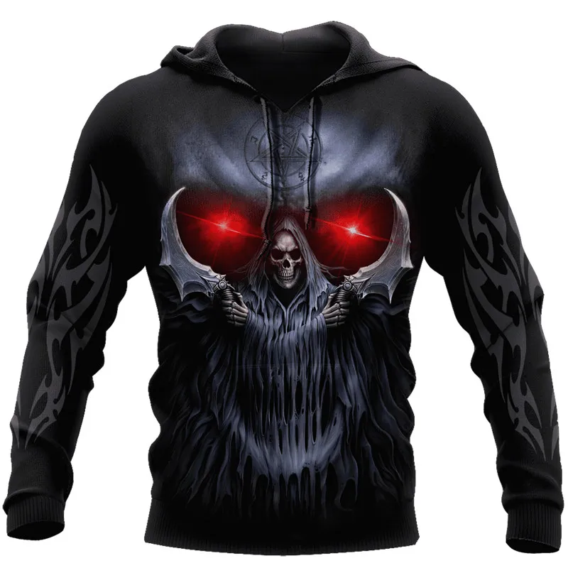 

Модная мужская толстовка с забавным принтом черепа мрачного Жнеца 3D Осенняя толстовка унисекс на молнии повседневный Свитшот пуловер