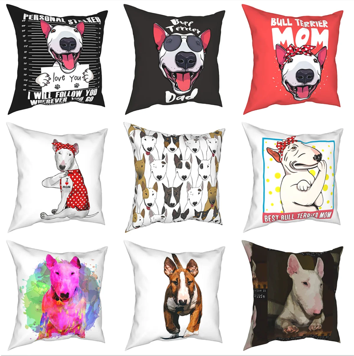 

Наволочки с забавным рисунком Бультерьера, домашняя наволочка с принтом милой собаки для щенка, креативный декор, наволочка для диванной по...