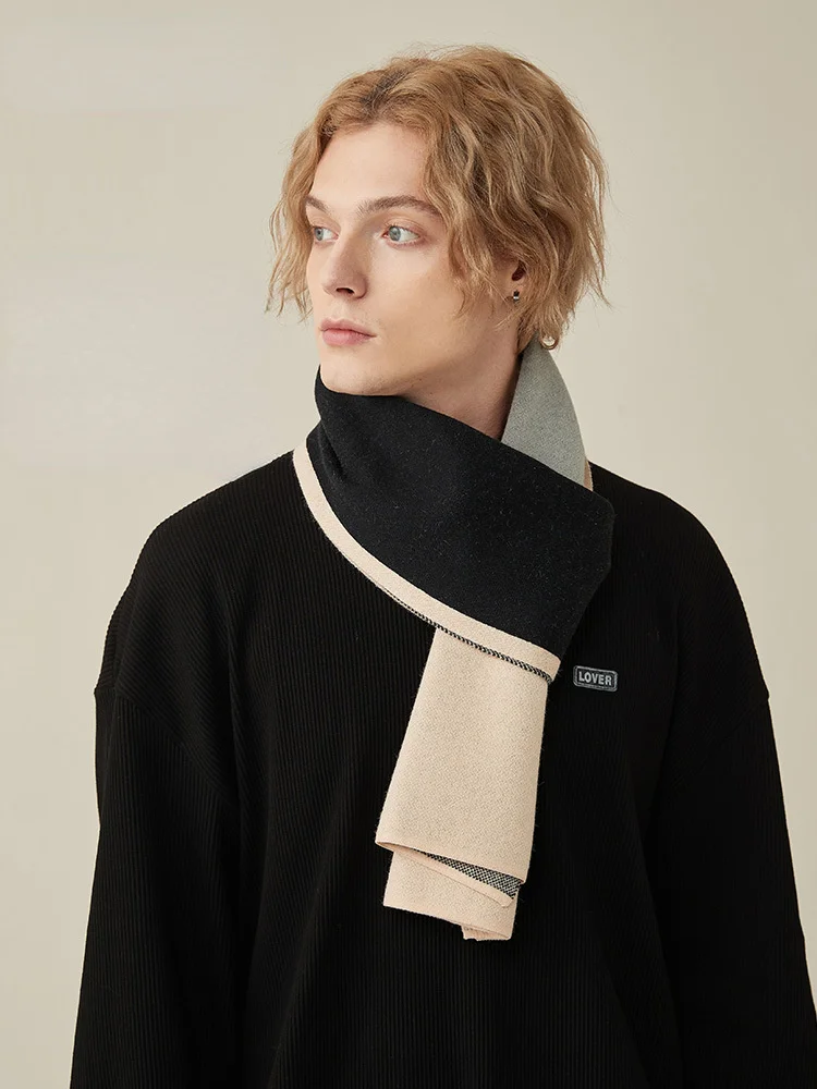 

Wool scarf Men's Scarves for Winter Luxuriously Soft Warm Thickened Plaid Striped Gift For Men Cozy Warmth During Cold Weather