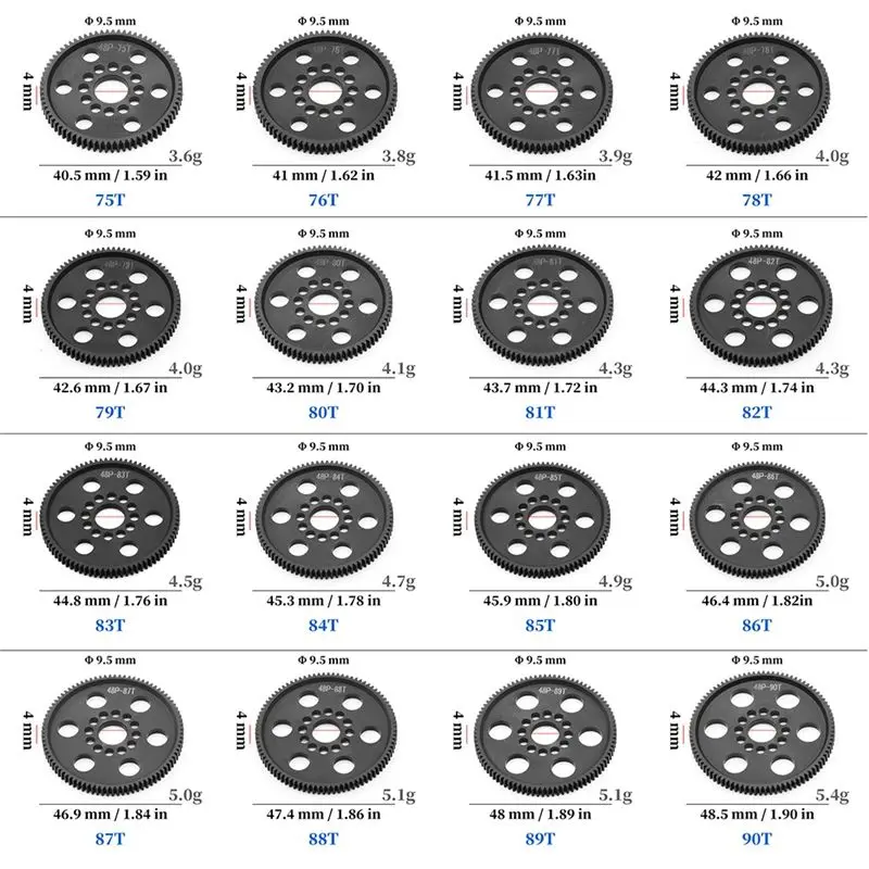 ABRN-4PCS 48P Шестерня главная (87T+88T+89T+90T) универсальная для 3Racing Sakura S XI XIS CS D4 D5 110 RC, запчасти для тюнинга (art.: 3920dbda88e26) - 3920dbda88e26