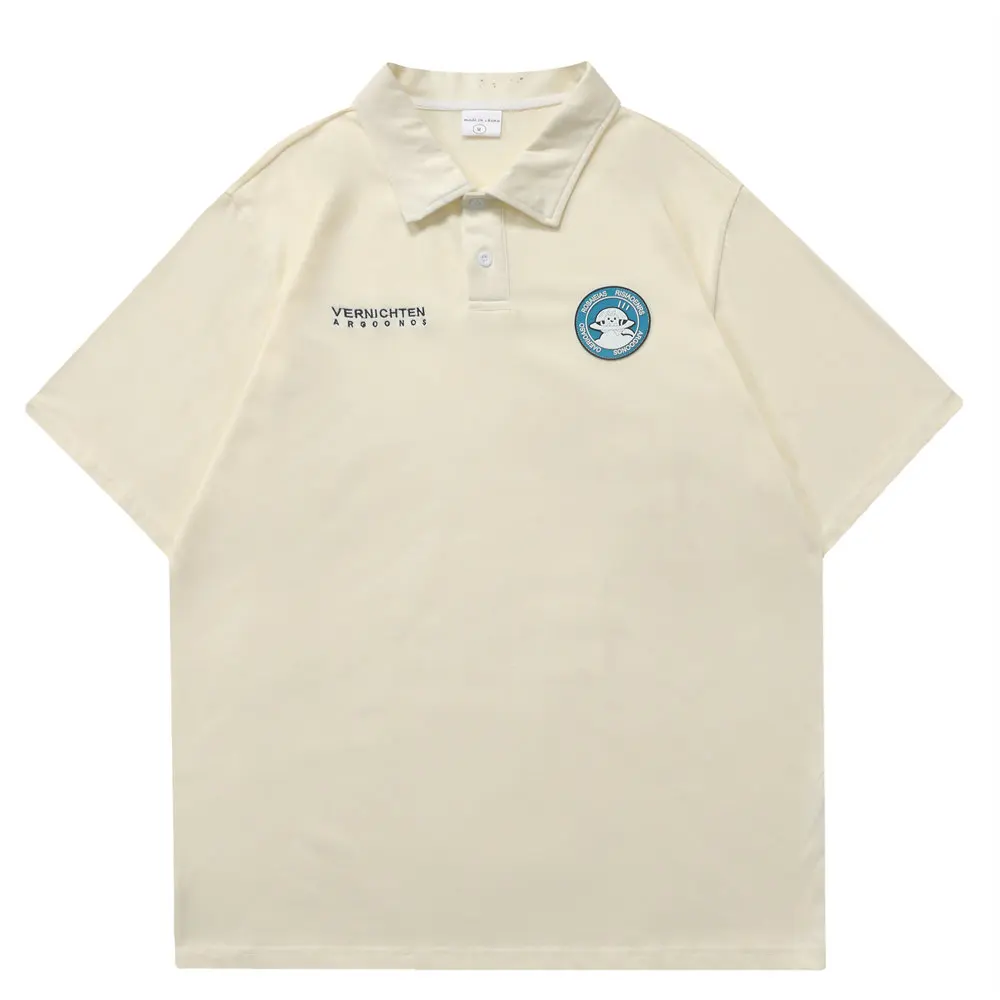 

Polo Shirts Solid Color Vintage Turn-down Collar Cotton Shirts Men's Clothing 2022 Streetwear Casual Oversized T Shirt for Men