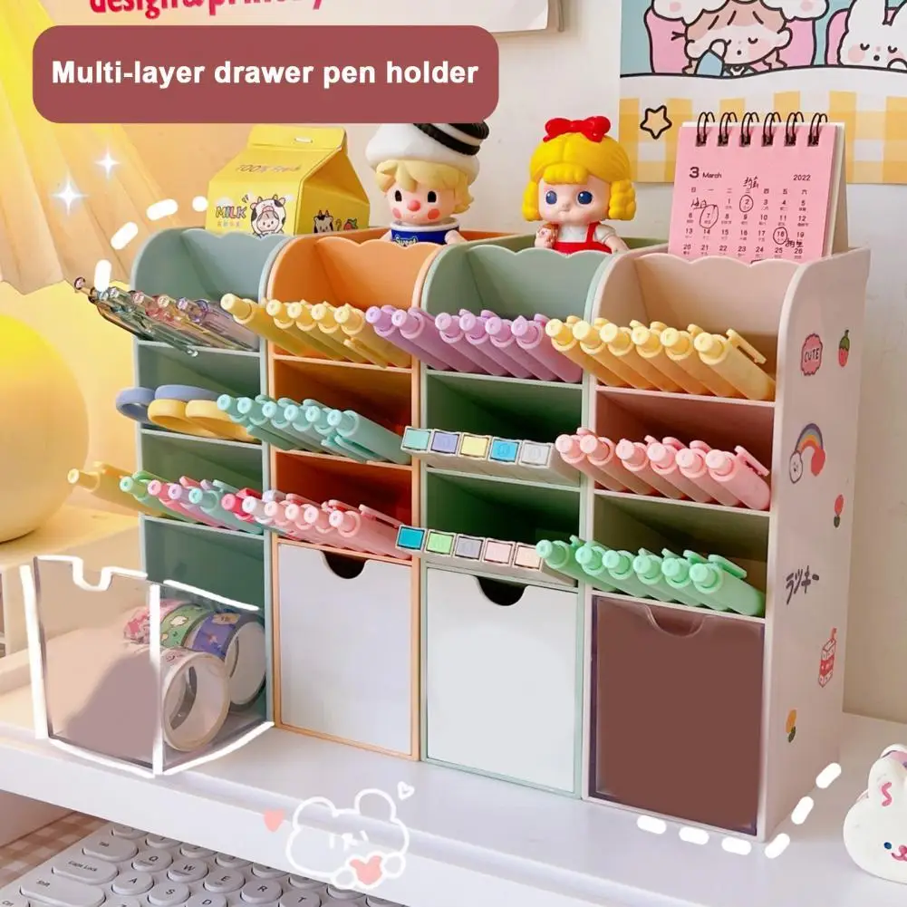 

Vivid Color Plastic Pen Makeup Brush Box Stationery Container for Living Room