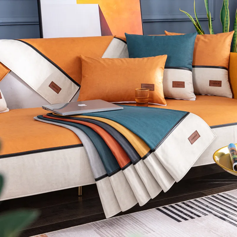 

Four Seasons Waterproof Anti-cat Claw Cloth Sofa Cushion Universal Solid Color Sofa Cover Towel Non-slip Pet Child Protective