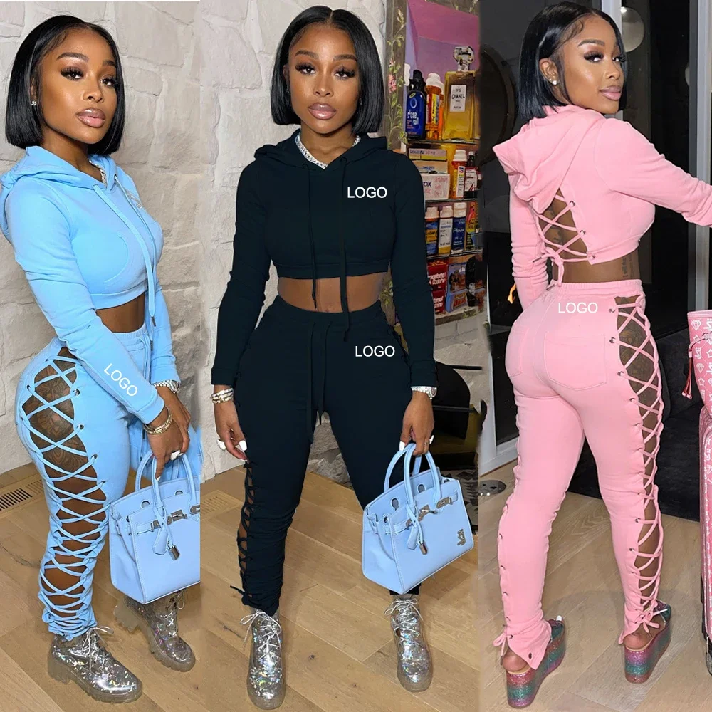 Комплект из двух предметов с логотипом на заказ для женской одежды однотонная