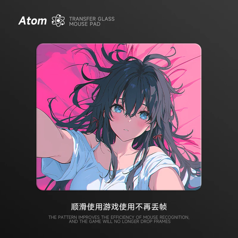Коврик для мыши ATOM из закаленного стекла-мультяшный аниме игровой