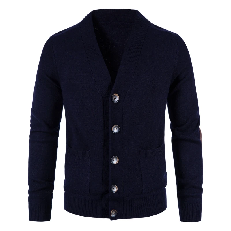 5 Colors Optional High Quality Autumn and Winter Men's Cardigan Sweater Knitted Jacket Pure Color Thickened Casual Male Sweater