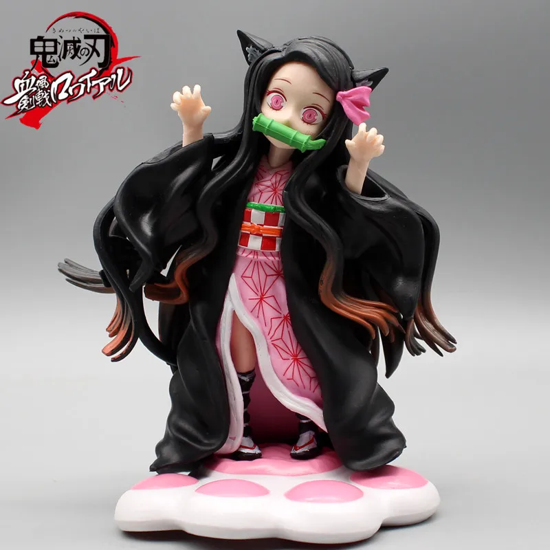 

15cm Anime Demon Slayer Kamado Nezuko Meow Cat Paw Beautiful Girl Figures Doll Model Ornament Peripheral Pvc Toys Birthday Gift
