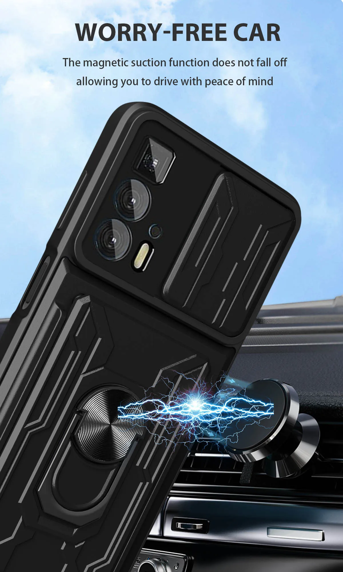 Чехол Moto Edge 20 Pro с накладкой на камеру и держателем для карт сверхмощный защитный