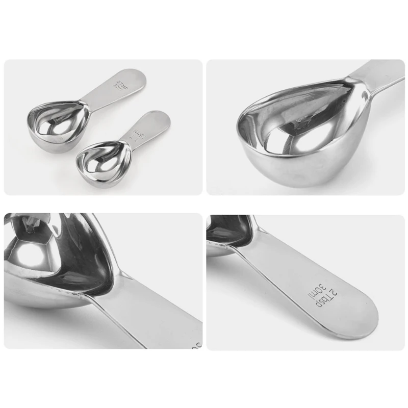 1Pieces Stainless Steel Coffee Scoops Short Handle Tablespoon Measuring Spoons for Coffee Tea Sugar (Silver 15/30 ml) new