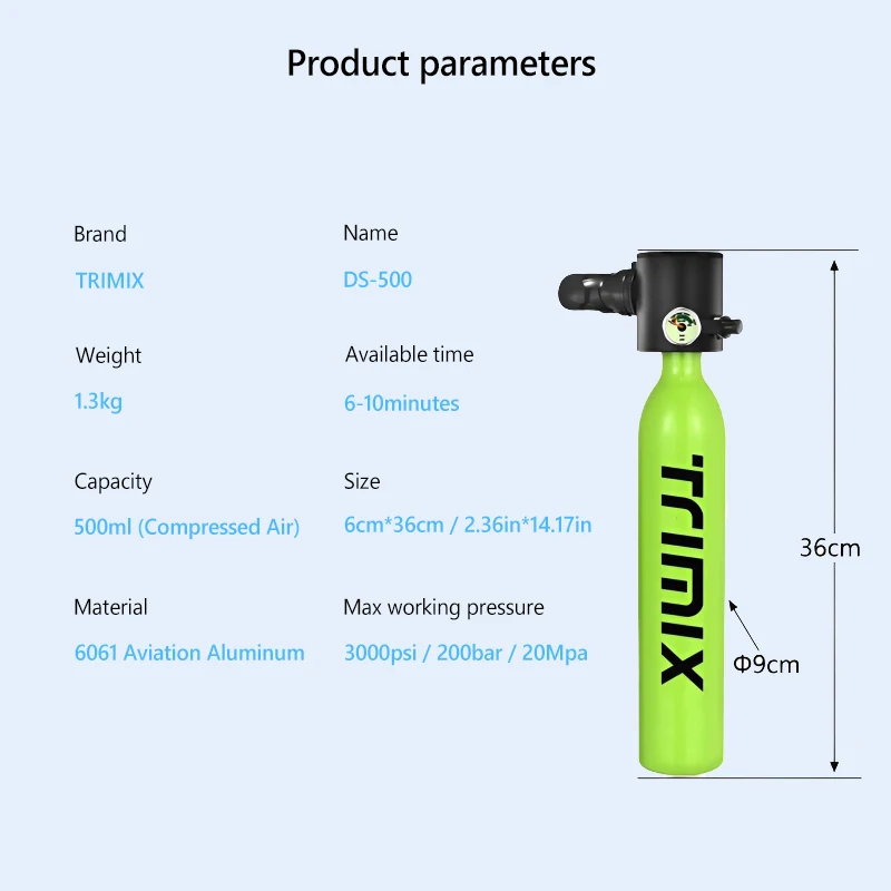 Портативный профессиональный мини-резервуар для подводной съемки Trimix lung л