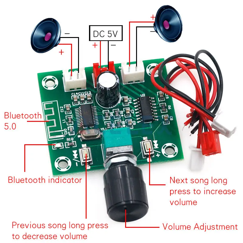 XH-A158 ultra clear Bluetooth 5 0 Плата усилителя мощности pam8403 маленькая мощность DIY