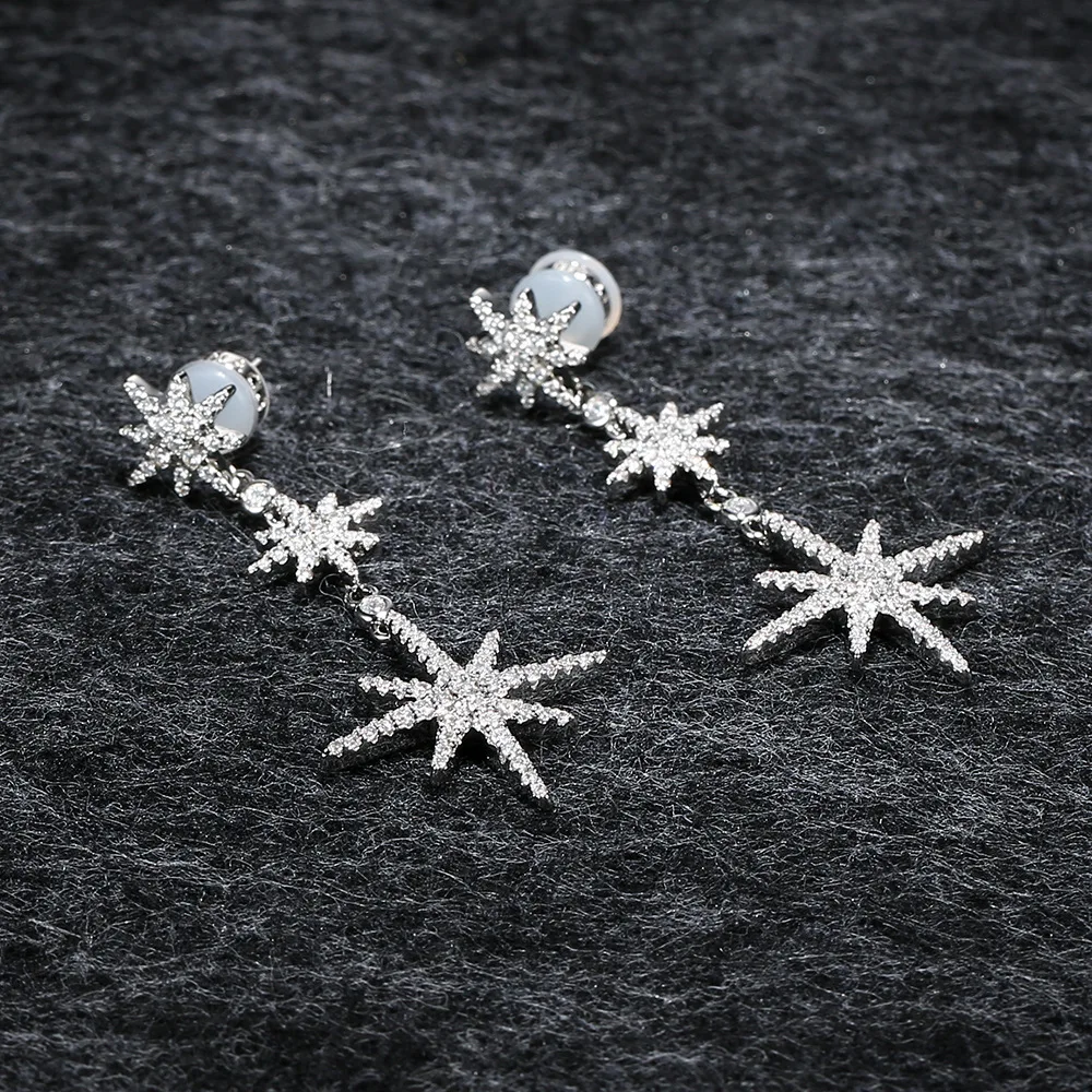 

APM STYLE High Quality 925 Sterling Silver Meteor Earrings Beautifully Set With Diamond Star Earrings As A Gift