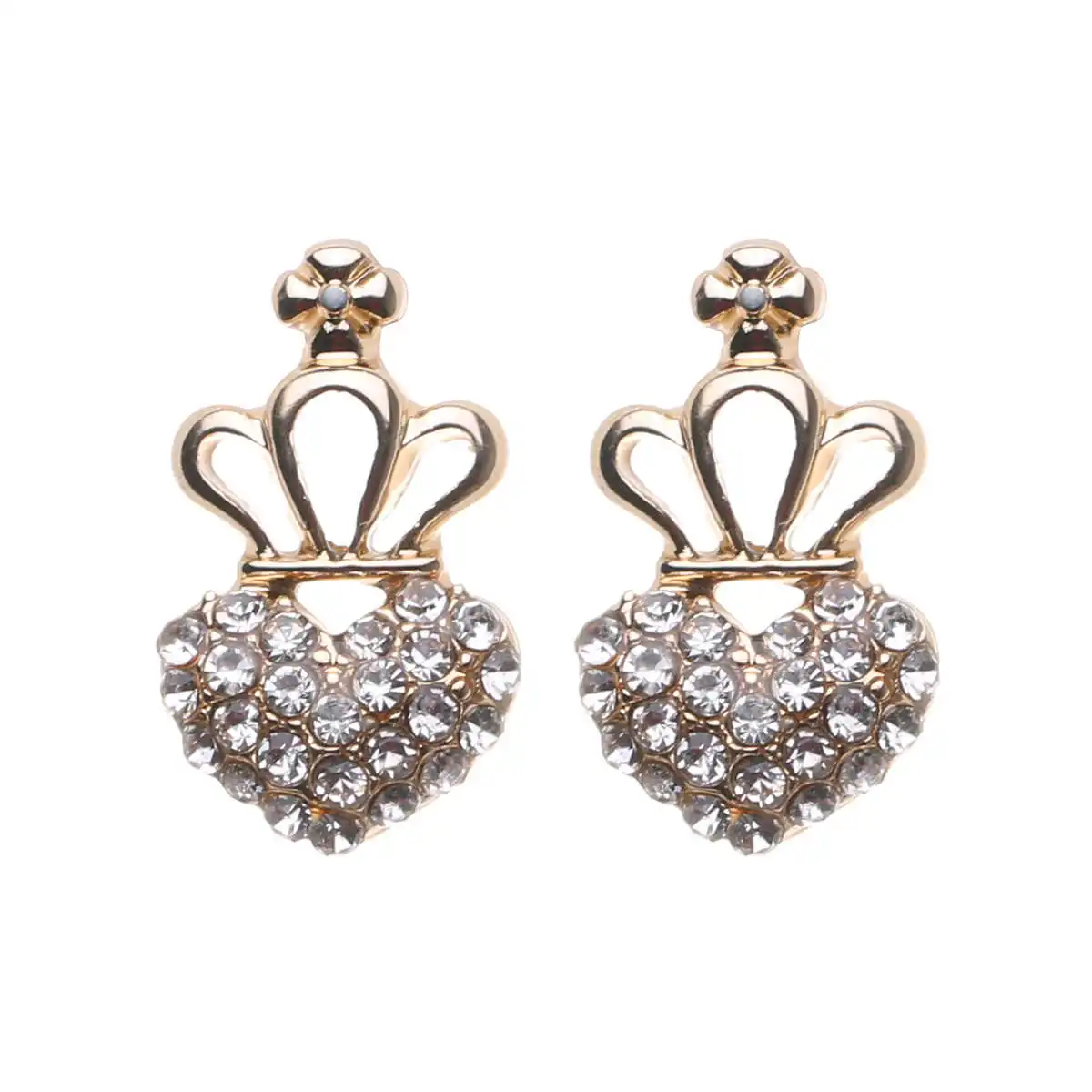 

CARTER LISA Fashion Heart Stud Earrings High Quality Simple Crown Super Flash Crystal Zircon Earrings For Woman Ear Jewelry