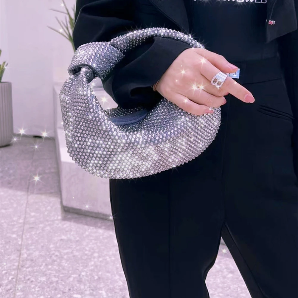 Luxury Shining Diamond Women Bag Fashion Party Bow Knot Lady Hobo Tote Purse Bling High Quality Rhinestone Evening Clutch Bag