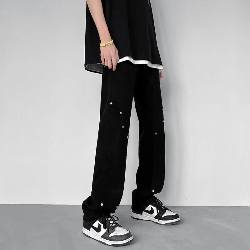 S-5XLWhite/Black Jeans Men Slim Fashion Casual Straight Jeans Mens Japanese Streetwear Hip Hop Denim Pants Mens Large Size