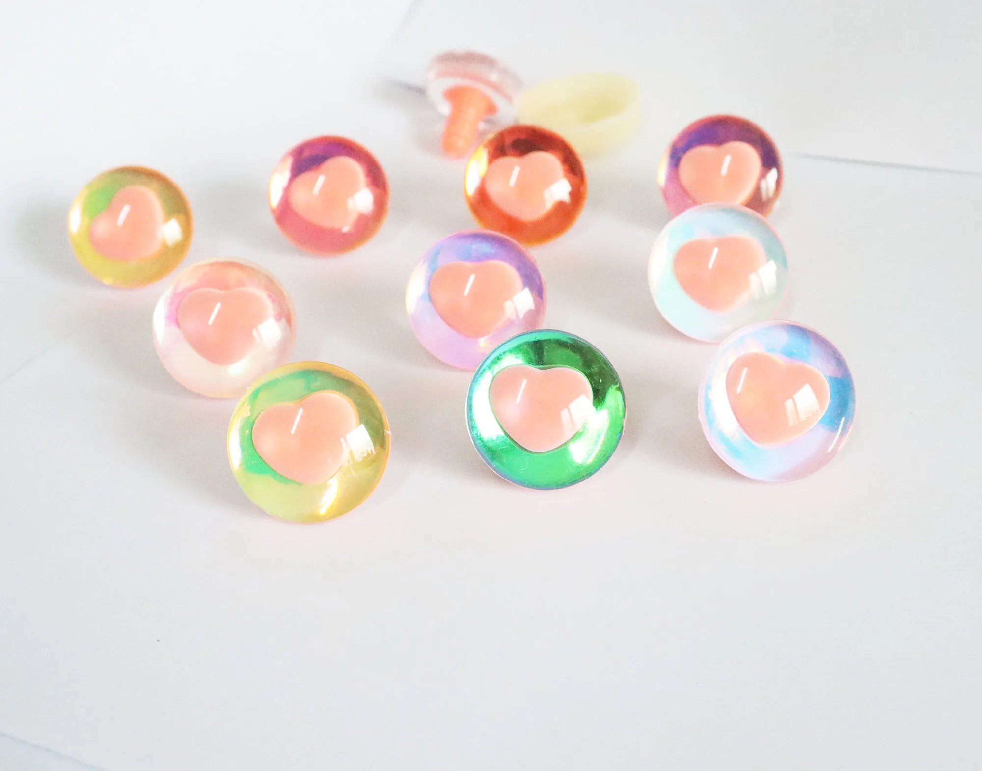 aszem 25mm serce uczeń 3D Komiczne okrągłe brokatowe oczy z twardą podkładką do akcesoriów dla lalek-HC10