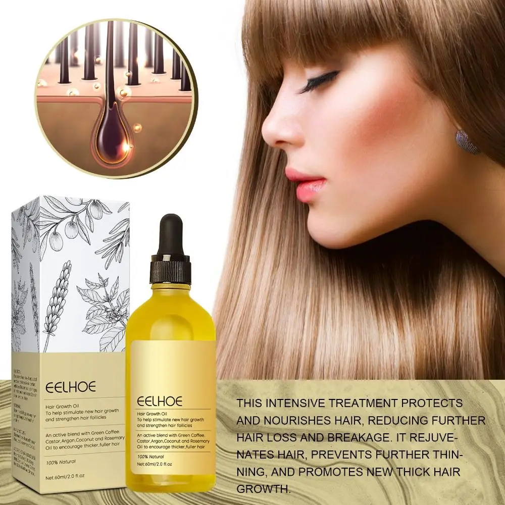 

60ml Natural Hair Growth Oil Veganic Rosemary Oil for Hair Growth Organic Dry Damaged Hair Smoothing Hair Nourishing