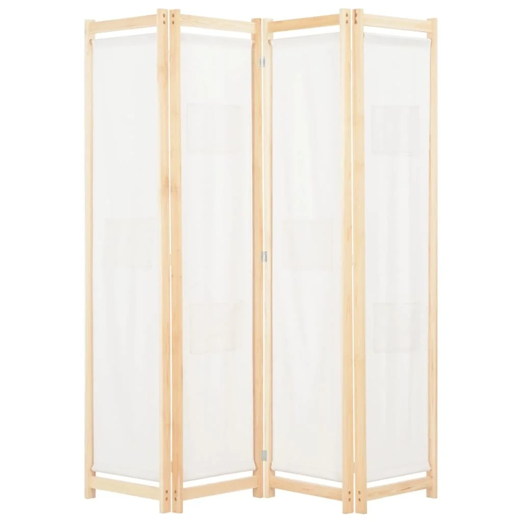 

4-Panel Room Divider Cream 62.9"x66.9"x1.6" Fabric