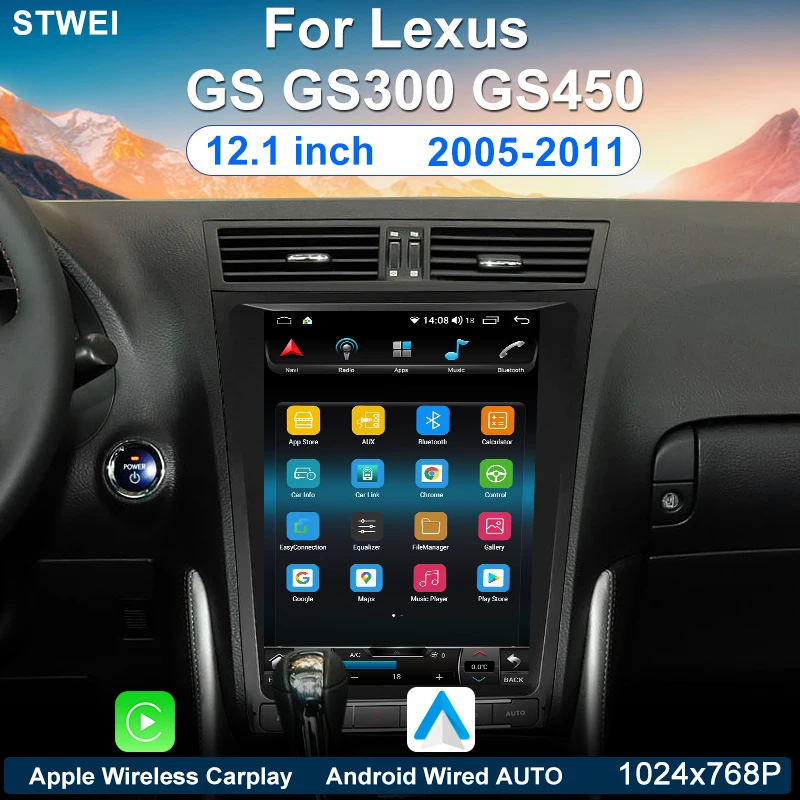12 1 дюймов Android 13 для LEXUS GS300 GS350 GS400 GS430 GS460 2005-2011 Радио мультимедийный автомобильный