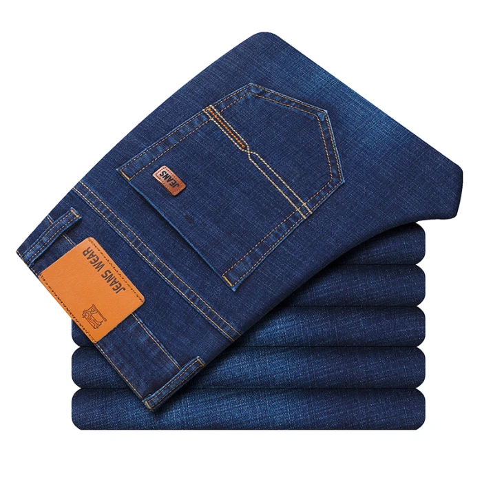 Quick Delivery OF New Men's Business Style Elastic Jeans With Straight Fit And Casual Blue Black Fashion Brand Pants