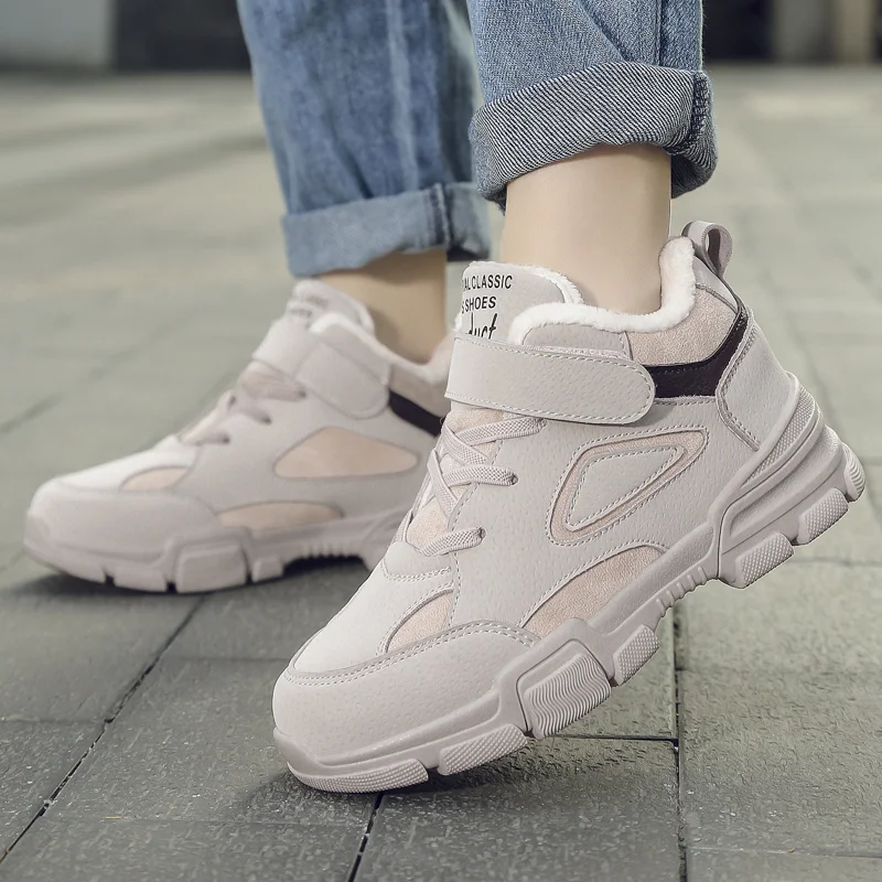 SENAGE Winter Boots Children Plush Thickened Warm Sneakers Kids Boys Outdoor Waterproof Sport Shoes Girls Casual Running Shoes