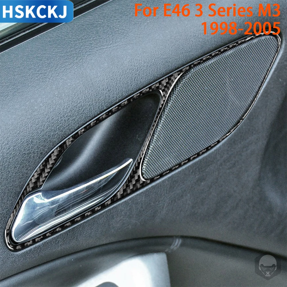 

2pcs Door Handle Accessories Real 3D Carbon Fiber Stickers Cover for BMW E46 1998-2005 DIY Car Interior Decoration Accessories