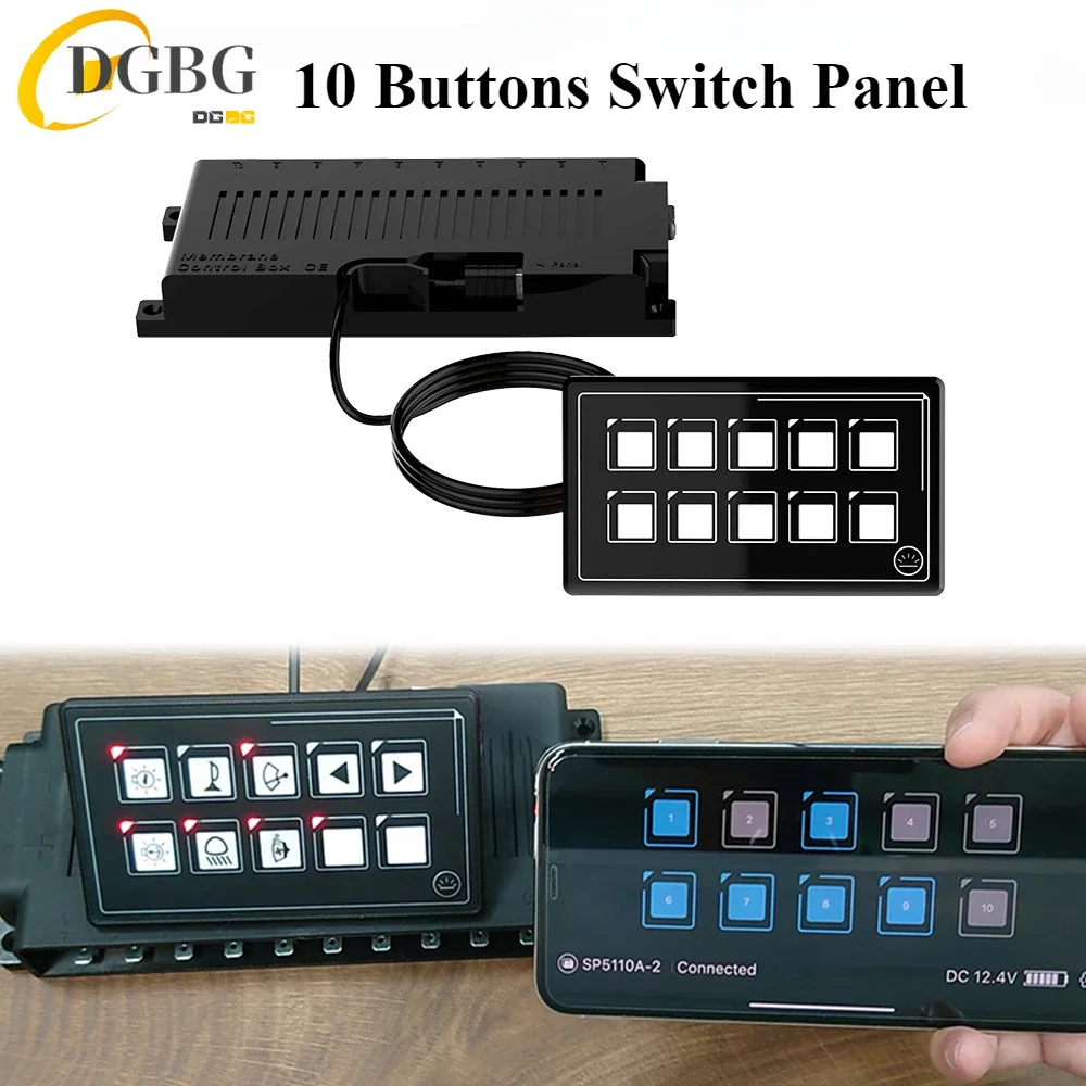 Bluetooth 60A 24V 12V Роскошная панель переключателей с сенсорным управлением 10 кнопок