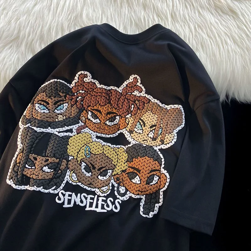 

Оригинальная футболка из 100% хлопка с ручной росписью в стиле хип-хоп, футболка оверсайз в американском стиле, уличная одежда в стиле гранж, летние топы, повседневные свободные топы