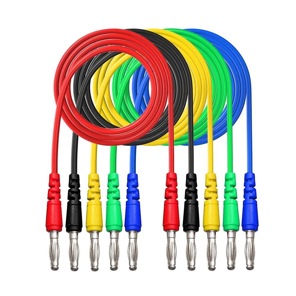 

5pcs Double 4mm Banana Plug Multimeter Test Lead Copper PVC 1000V/10A 2.8mm 1m For Multimeters Power Supply Analysis Instruments