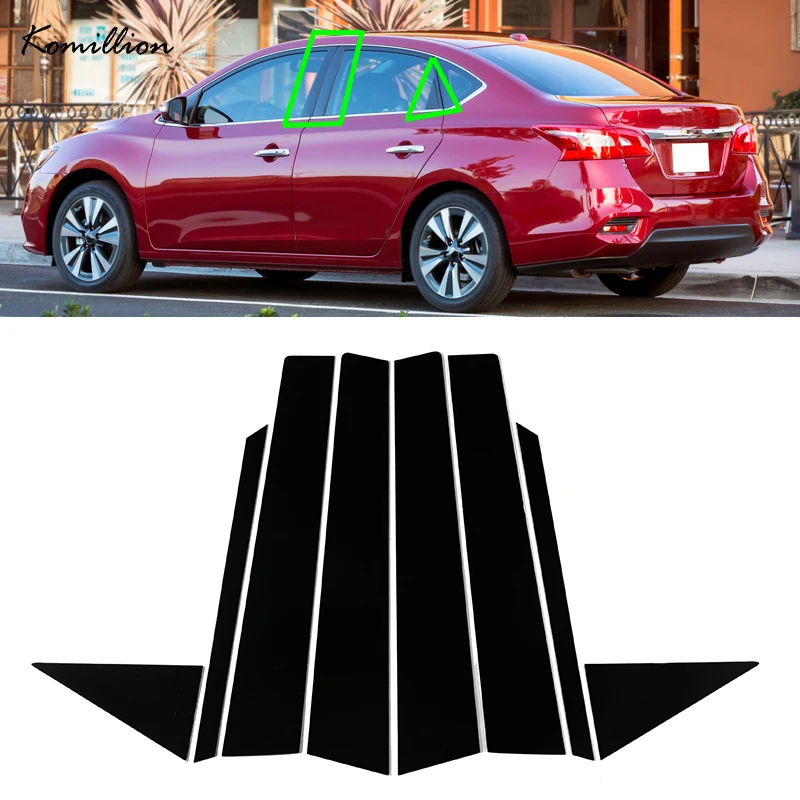 

8 Pcs Car Glossy Piano Black Pillar Posts Window Molding Cover Trims Kit for Nissan Sentra 2013 2014 2015 2016 2017 2018 2019