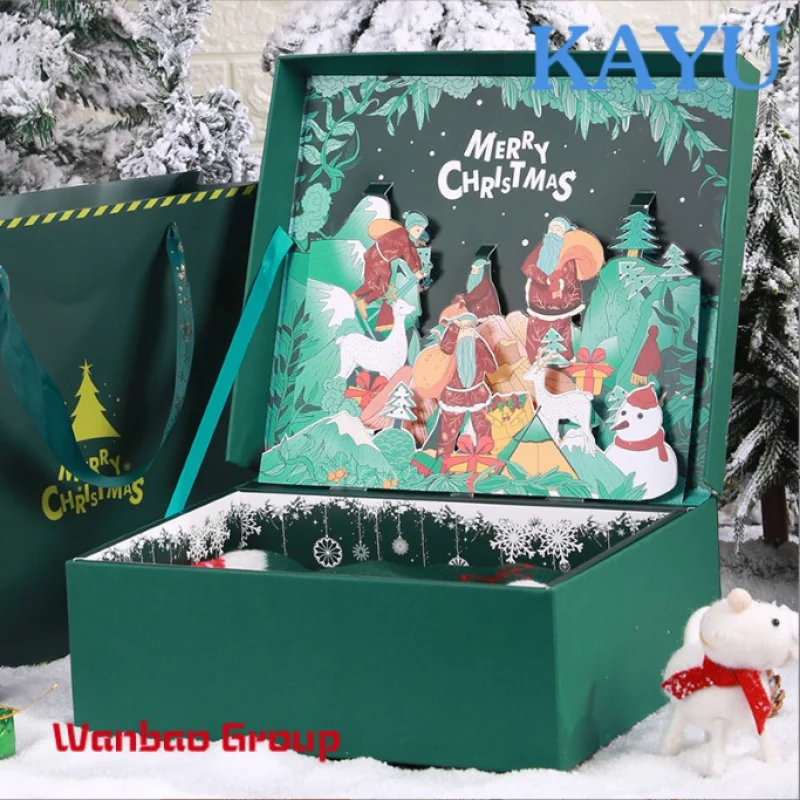 Wholesale Custom 3d Design Box Xmas Corrugated Paper Gift Box Christmas Box Packaging