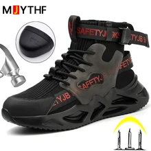 MJYTHF 2023 New Male Work Shoes Anti-puncture Safety Shoes Men Boots Indestructible Shoes Anti-smash Work Socks Sneakers Fashion