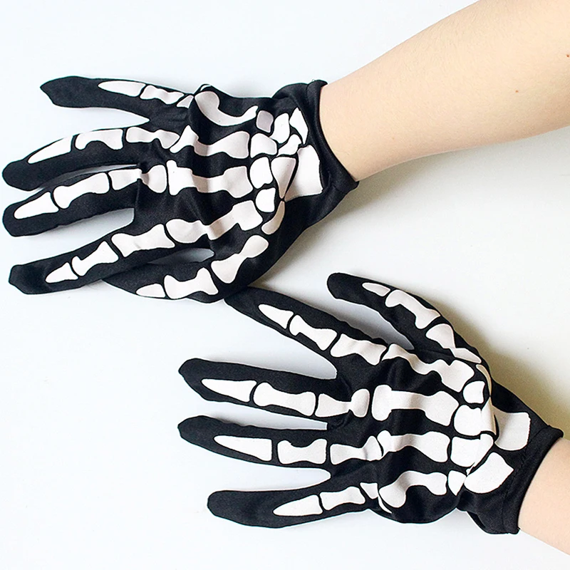 

Horror Skull Claw Bone Gloves Halloween Cosplay Skeleton Show Gloves Skull Five Fingers Mittens Hand Warm Non Slip Ghost Gloves
