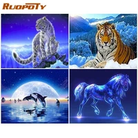 ruopoty 5d diy special shape diamond embroidery tiger and wolf animal diamond embroidery animals picture kits mosaic diamond art