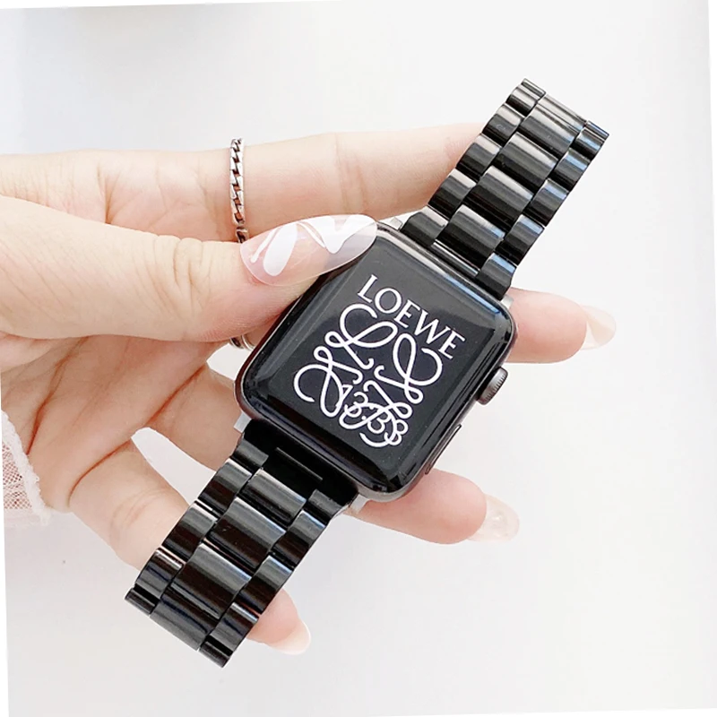 Link bracelet for apple watch 7 band 44mm 40mm correa 42mm 38mm wrist sport belt Resin strap iwatch series 6 5 4 3 Se 41mm/45mm