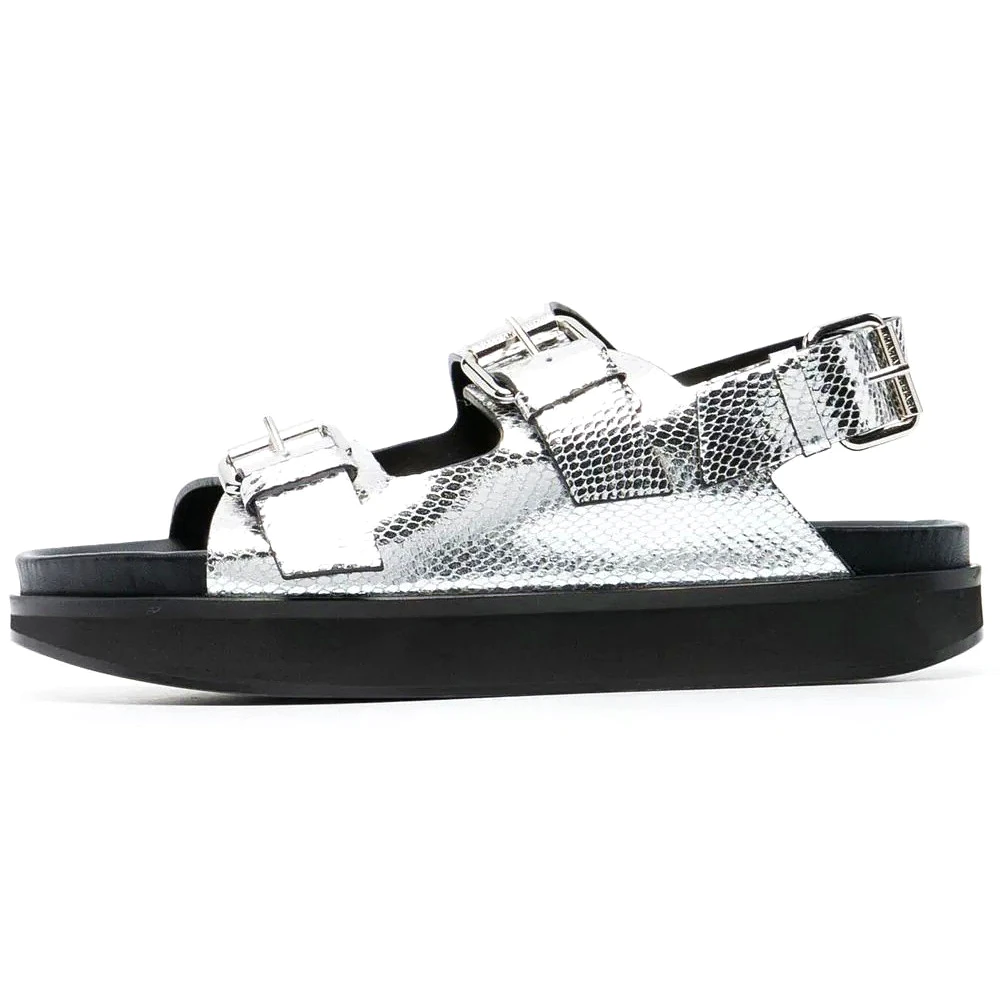 Women's Casual Metal Buckle Platform Sandals  Lolita Shoes Thick-Soled Rivet New Cowhide Open-Toe Beach Vacation Flat Slippers