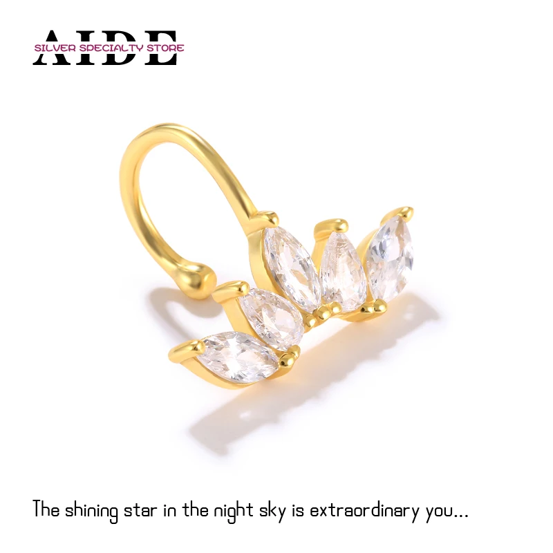 

AIDE 925 Sterling Silver Ear Cuffs Crown Zircon Earring For Women Earring Pendientes Brincos Aretes Fine Jewelry Party Gift 1PS