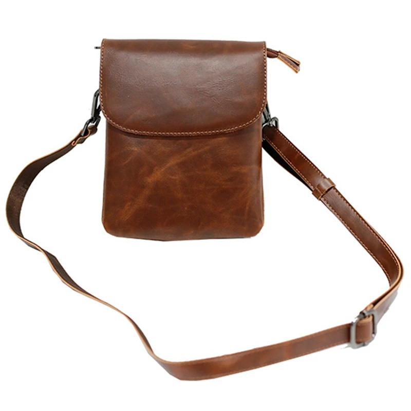 

Men's Bag Mobile Phone Waist Bag Korean Style Trend Shoulder Leisure Small Bag Horse Leather Shoulder Bag Flap Bag