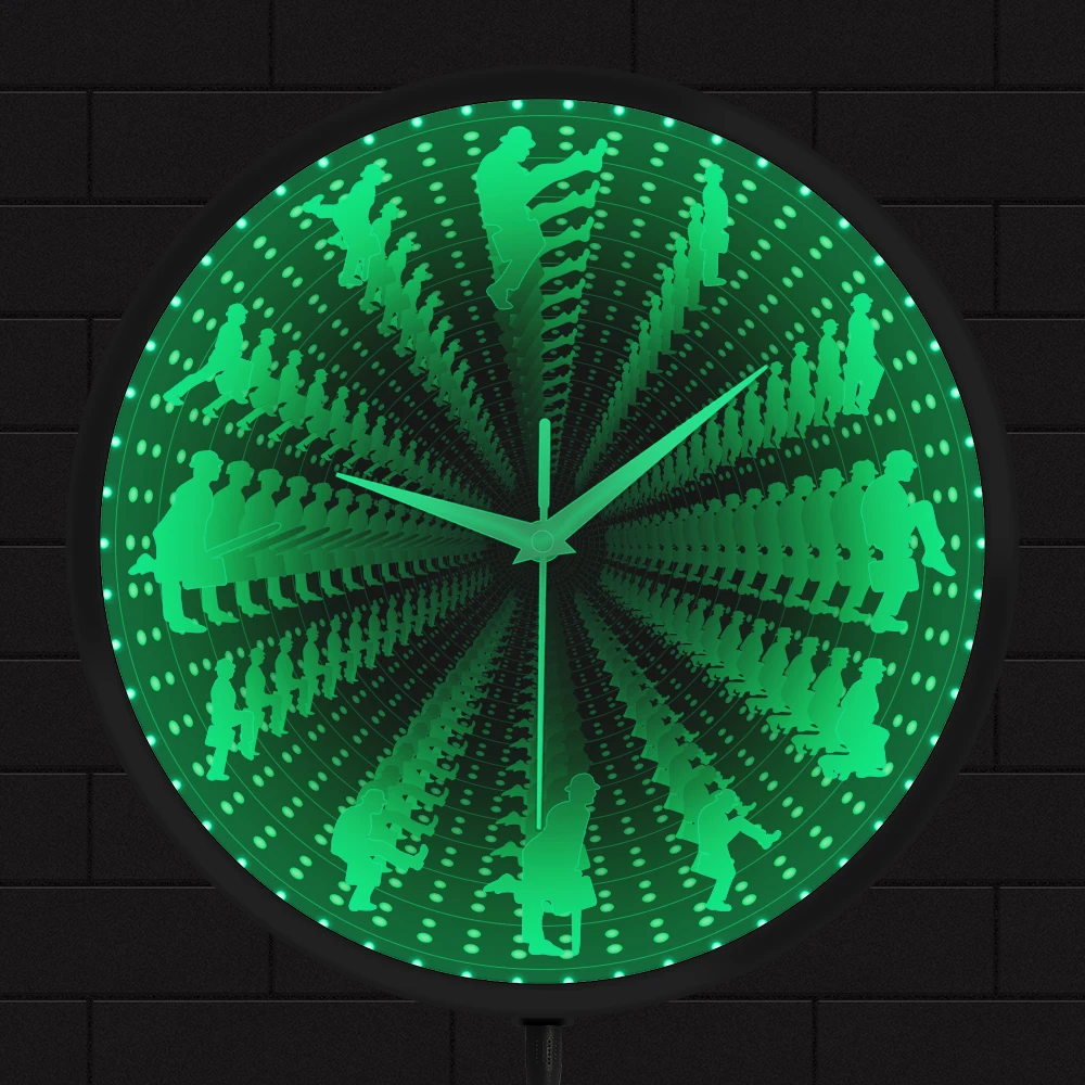 Ministry of Silly Walks Infinity Mirror Tunnel Lamp Wall Clock British Comedy Popular Culture Home Decor Neon Light Effect Clock