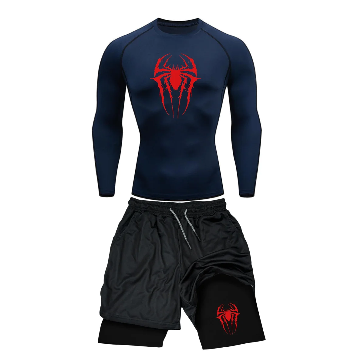 Компрессионный костюм мужской футболка и штаны комплект для фитнеса бокса Муай