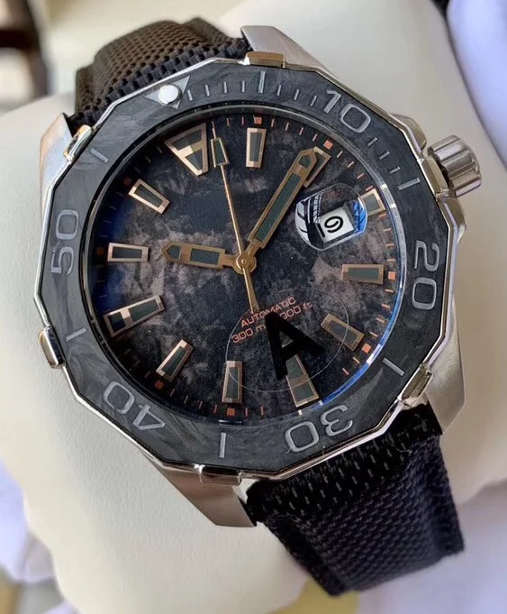 

Мужские автоматические механические часы вращающиеся керамические черные холщовые кожаные