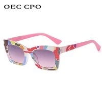 oec cpo sexy colorful square sunglasses women trendy gradient pink sun glasses ladies ins popular candy color eyewear uv400