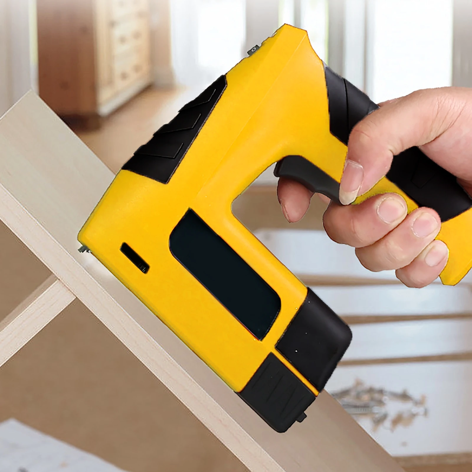 Lithium-ion Cordless Nail Gun Electric Stapler USB Rechargeable Nailer Stapler with 2500pcs Nails for Furniture DIY Wood Frame