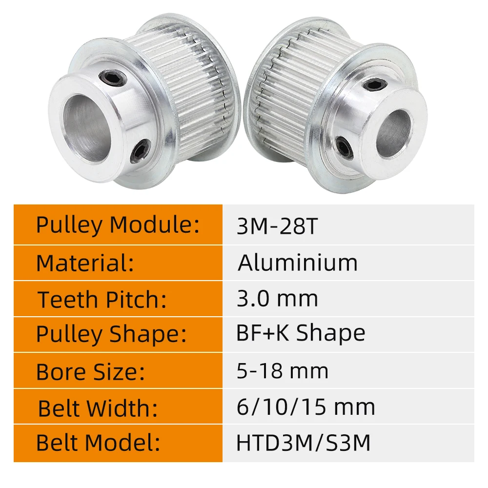 3M28T синхронный ремень шаг шкива 3 0 мм круглый дуговой зуб алюминиевый шкив ширина
