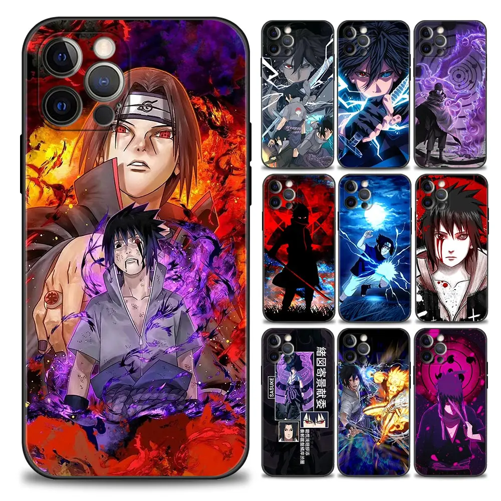 

Japanese Anime Naruto Uchiha Sasuke iPhone Case for 11 12 13 Pro Max 7 8 SE XR XS Max 5 5s 6 6s Plus Black Soft Silicone Case