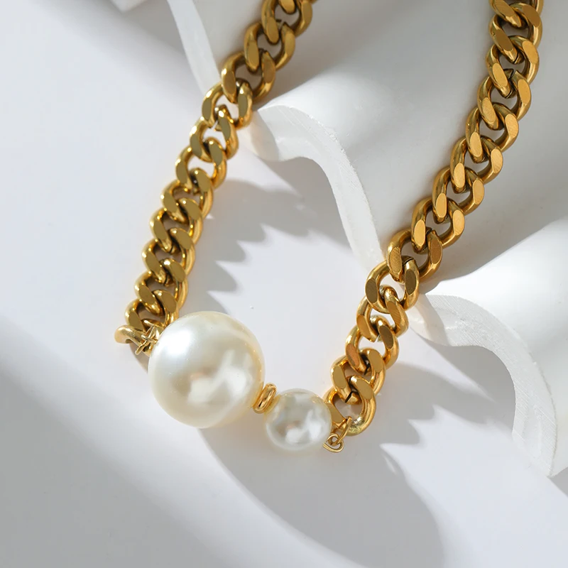 Ожерелье EILIECK из нержавеющей стали 316L с крупными жемчужинами