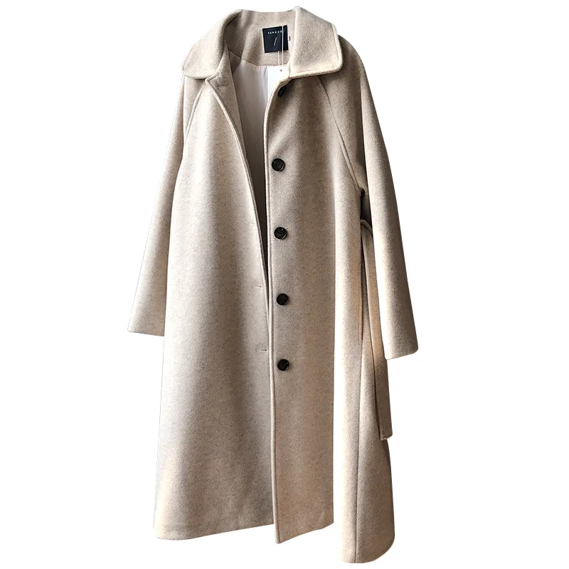 2022 Winter New Tweed Jacket Female Temperament Loose Medium-Length Paragraph Hepburn Wind Tweed Coat Femal