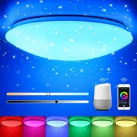 leijos 220v remote control colorful ceiling light smart voice app control led light 30cm wifi night light for home living room