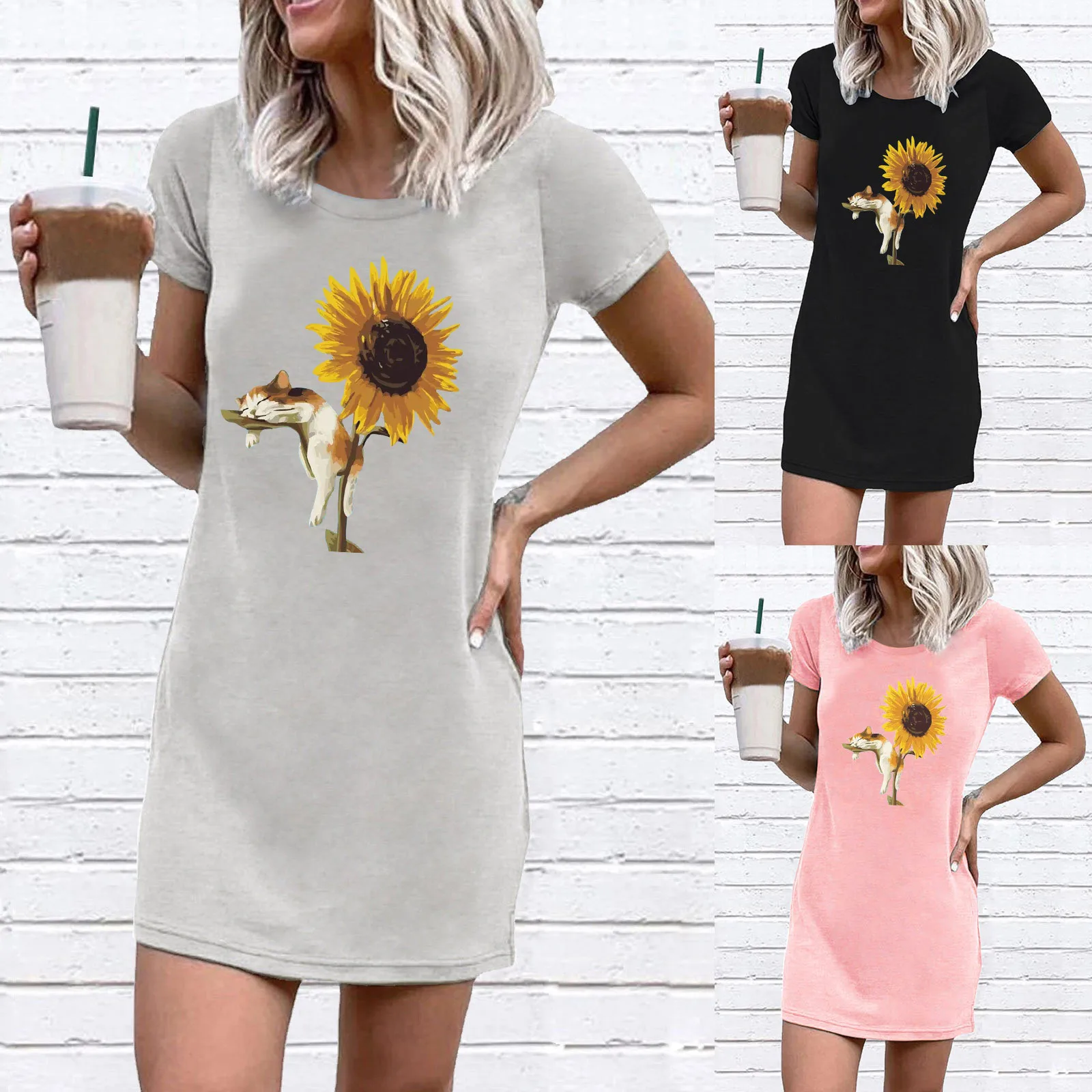 

Женское короткое платье с круглым вырезом, короткое повседневное элегантное платье с коротким рукавом и принтом, лето 2022